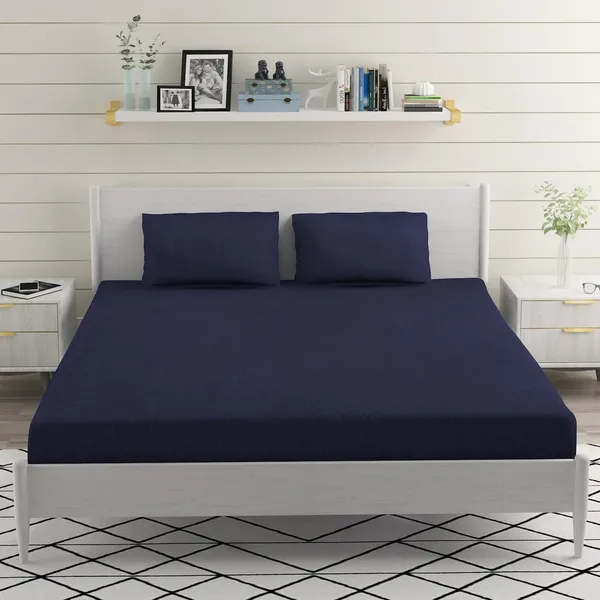 Navy_Blue_Cotton_Microfiber_Double_Bedsheet_With_Pillow_Covers