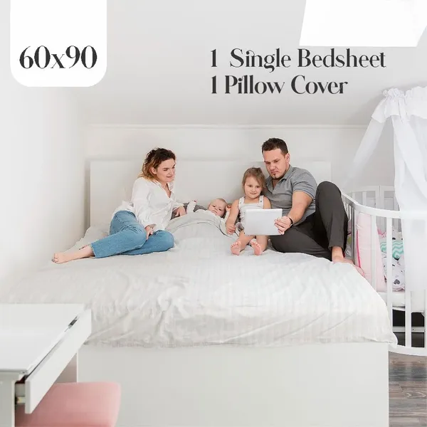 White_Microfiber_Single_Bed_Sheet_With_Pillow_Cover