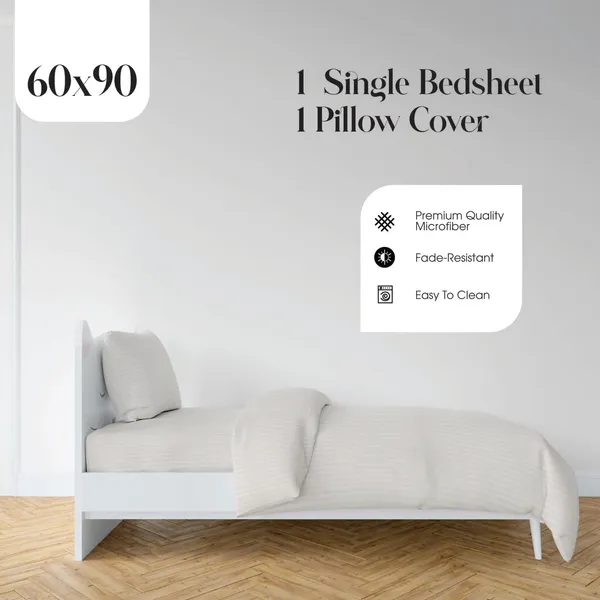 White_Microfiber_Single_Bed_Sheet_With_Pillow_Cover
