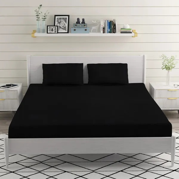 Black_Microfiber_Double_Bed_Sheet_With_Pillow_Covers