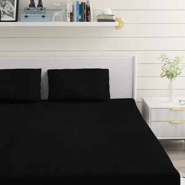 Black_Microfiber_Double_Bed_Sheet_With_Pillow_Covers