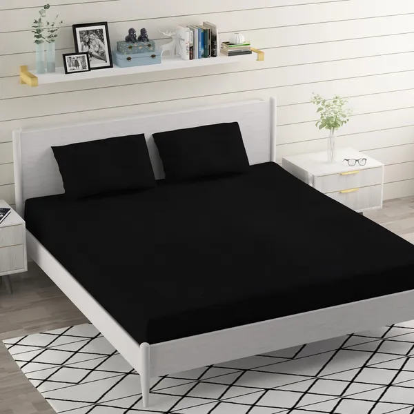 Black_Microfiber_Double_Bed_Sheet_With_Pillow_Covers
