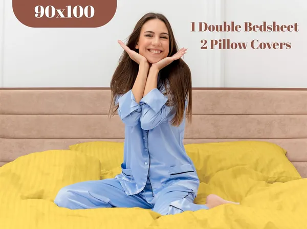 Yellow_Microfiber_Double_Bed_Sheet_With_Pillow_Covers
