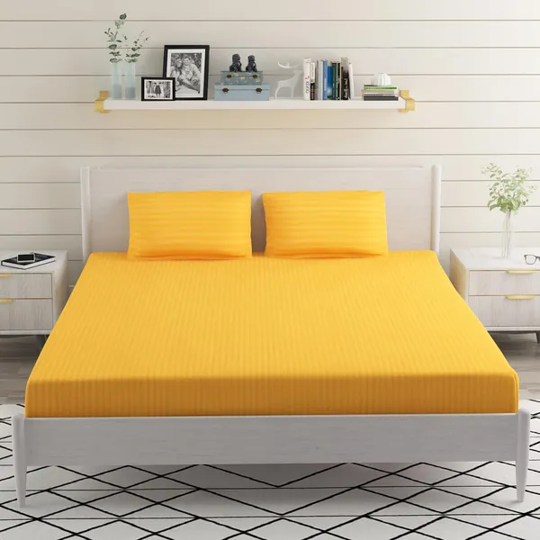Yellow_Microfiber_Double_Bed_Sheet_With_Pillow_Covers