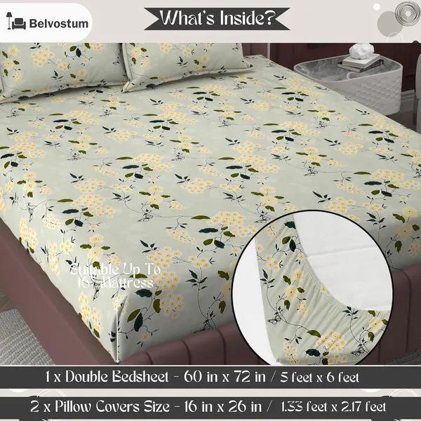 Multicolor_Microfiber_Fitted_Bedsheet_With_Pillow_Covers