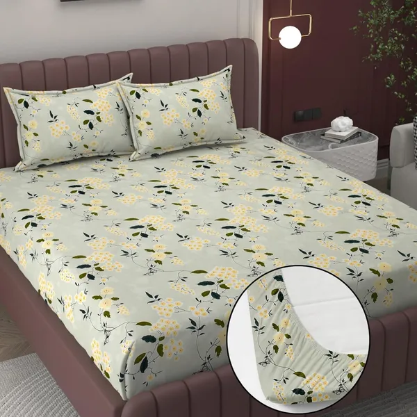 Multicolor_Microfiber_Fitted_Bedsheet_With_Pillow_Covers
