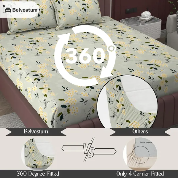 Multicolor_Microfiber_Fitted_Bedsheet_With_Pillow_Covers