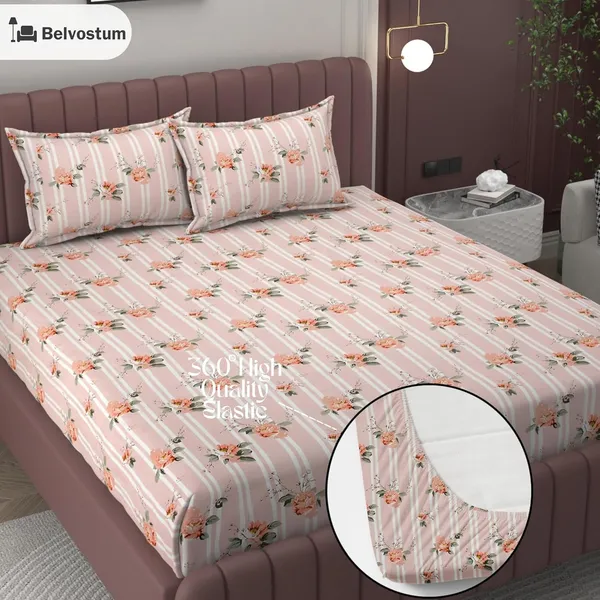 Multicolor_Microfiber_Fitted_Bedsheet_With_Pillow_Covers