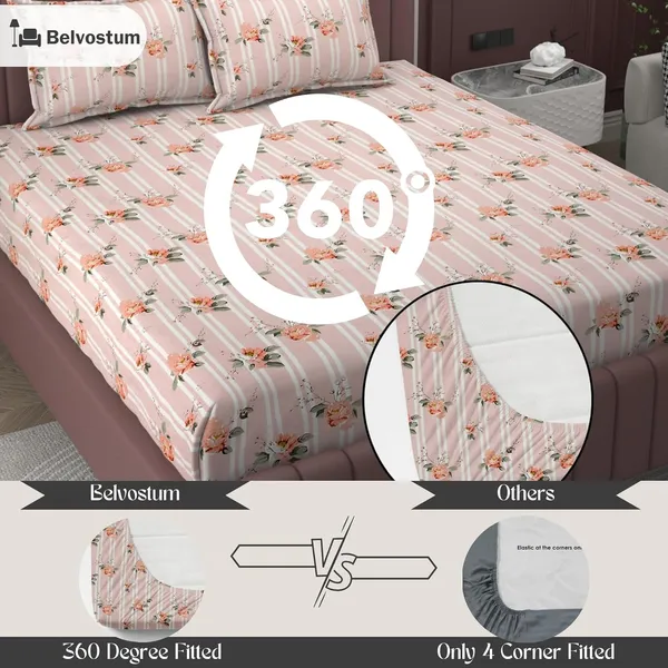 Multicolor_Microfiber_Fitted_Bedsheet_With_Pillow_Covers
