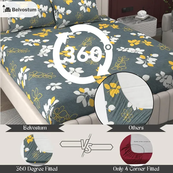 Multicolor_Microfiber_Fitted_Bedsheet_With_Pillow_Covers