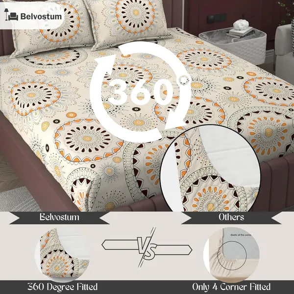 Multicolor_Microfiber_Fitted_Bedsheet_With_Pillow_Covers