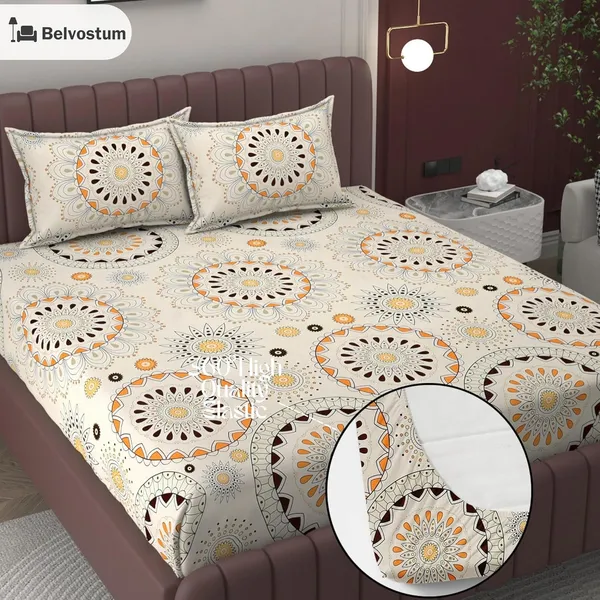 Multicolor_Microfiber_Fitted_Bedsheet_With_Pillow_Covers