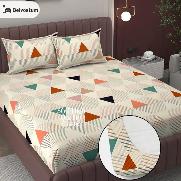 Multicolor_Elastic_Fitted_Bedsheet_With_Pillow_Covers
