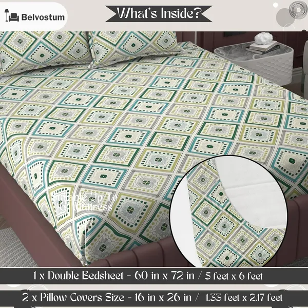 Multicolor_Microfiber_Fitted_Bedsheet_With_Pillow_Covers