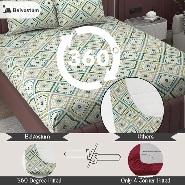 Multicolor_Microfiber_Fitted_Bedsheet_With_Pillow_Covers