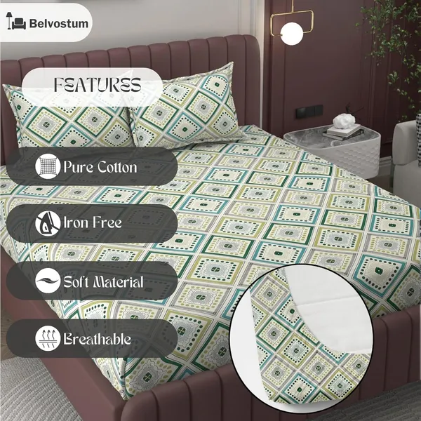 Multicolor_Microfiber_Fitted_Bedsheet_With_Pillow_Covers