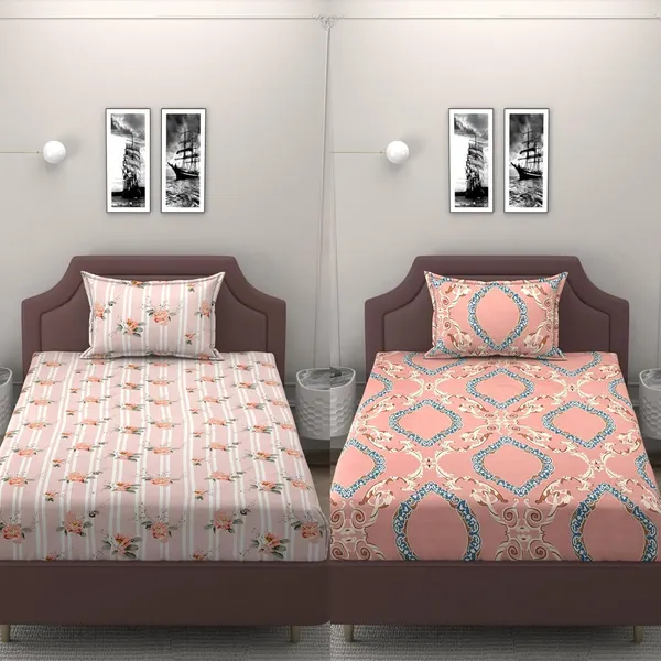 Multicolor_Microfiber_Reversible_Single_Bedsheet_With_Pillow_Cover
