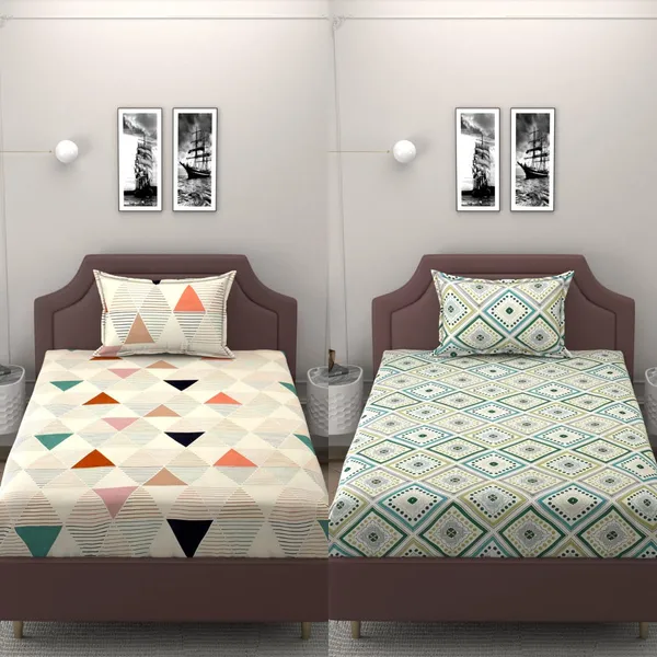 Multicolor_Single_Bed_Microfiber_Reversible_Bedsheet_With_Pillow_Cover