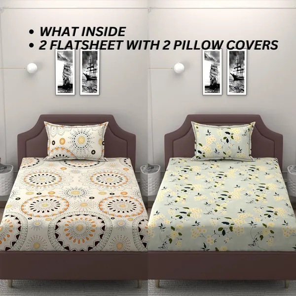 Multicolor_Microfiber_Reversible_Bedsheet_With_Pillow_Cover