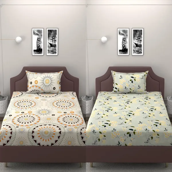 Multicolor_Microfiber_Reversible_Bedsheet_With_Pillow_Cover