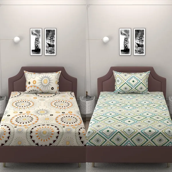 Multicolor_Microfiber_Reversible_Bedsheet_With_Pillow_Cover