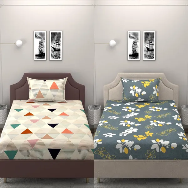 Multicolor_Single_Bed_Microfiber_Reversible_Bedsheet_With_Pillow_Cover