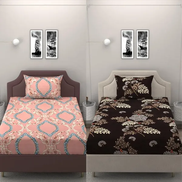 Multicolor_Microfiber_Reversible_Single_Bedsheet_With_Pillow_Cover