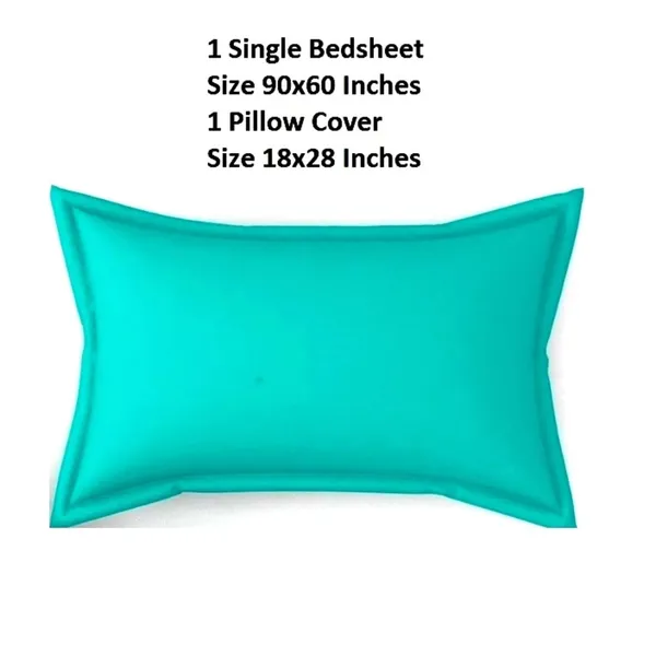 Cyan_Blue_Cotton_Single_Bedsheet_With_Pillow_Cover