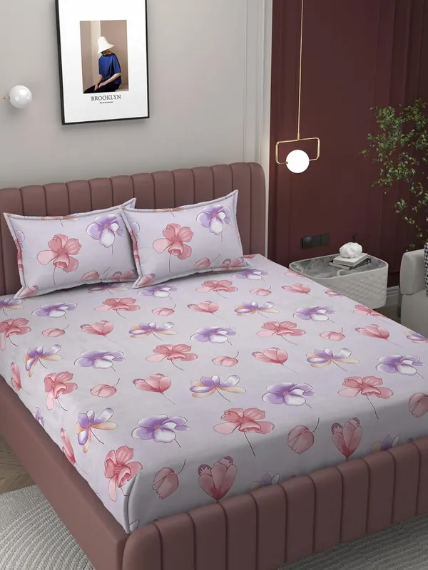 Multicolor_Cotton_Elastic_Bedsheet_With_Pillow_Covers