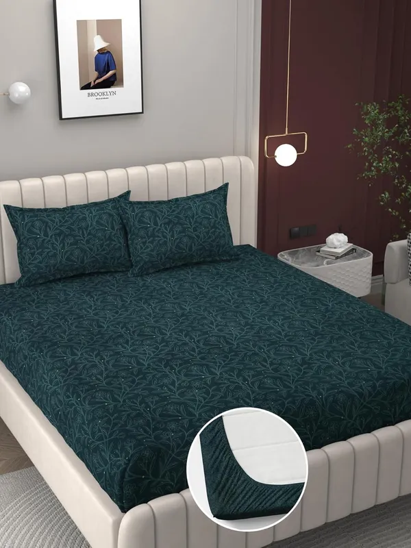 Multicolor_Cotton_Elastic_Bedsheet_With_Pillow_Covers