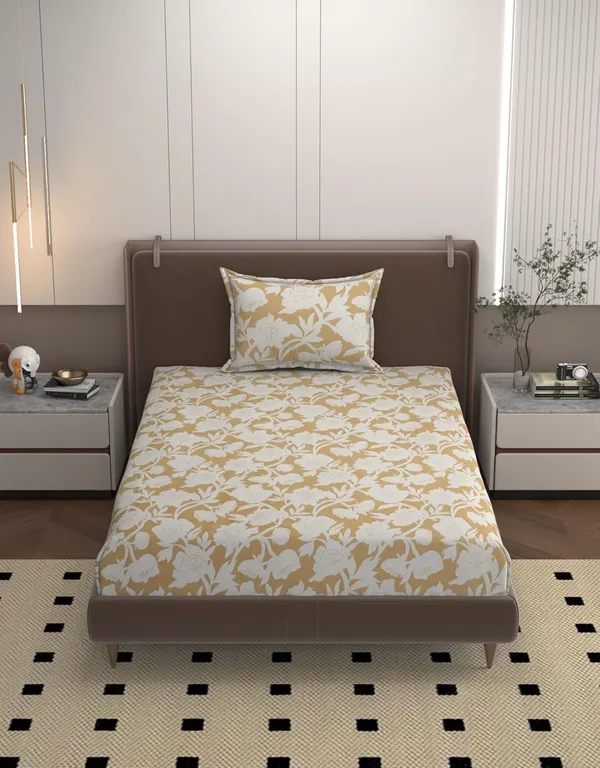 Multicolor_Microfiber_Bedsheet_With_Pillow_Cover_For_Single_Bed