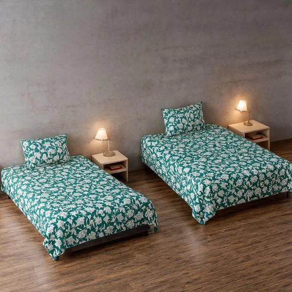 Multicolor_Teal_Microfiber_Single_Bedsheet_With_Pillow_Cover