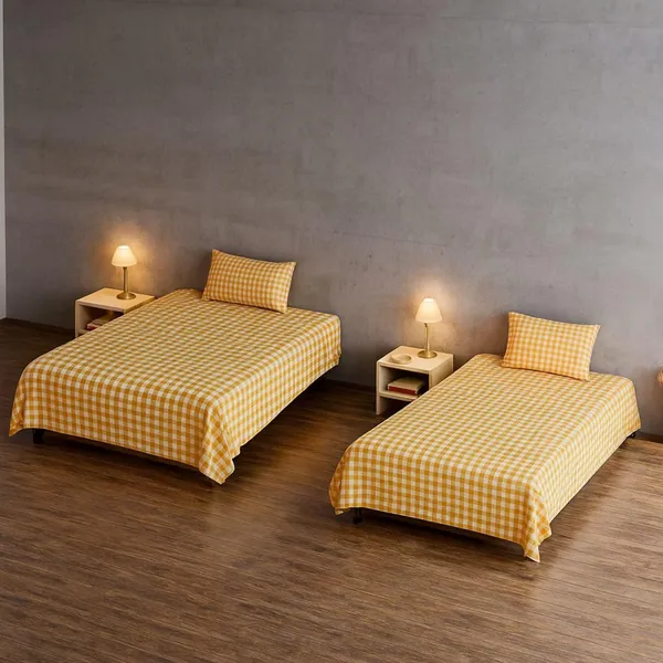 Yellow_Microfiber_Single_Bedsheet_With_Pillow_Cover