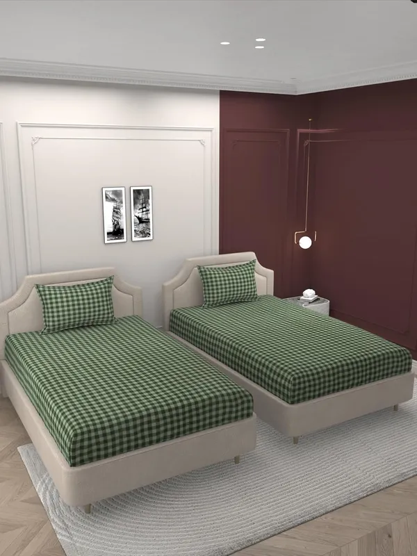 Olive_Green_Microfiber_Single_Bedsheet_With_Pillow_Cover