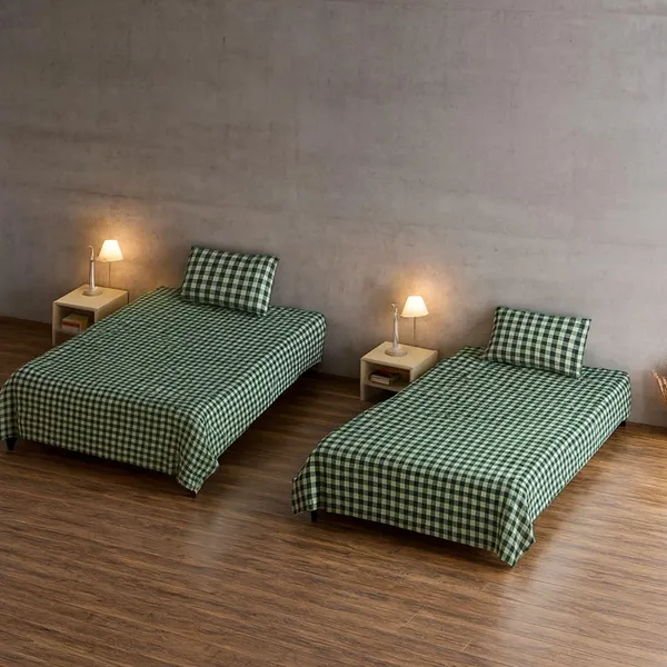 Olive_Green_Microfiber_Single_Bedsheet_With_Pillow_Cover