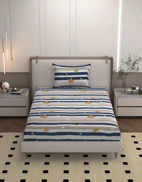 Multicolor_Microfiber_Bedsheet_With_Pillow_Cover_For_Single_Bed