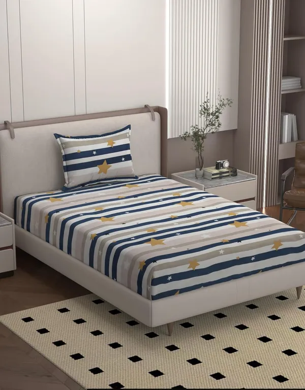 Multicolor_Microfiber_Bedsheet_With_Pillow_Cover_For_Single_Bed