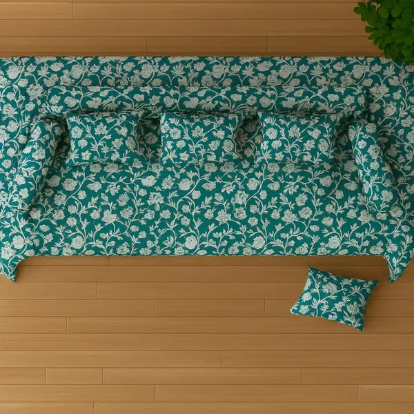 Teal_Microfiber_Diwan_Set_With_Bedsheet_Bolster_Covers_And_Cushion_Covers