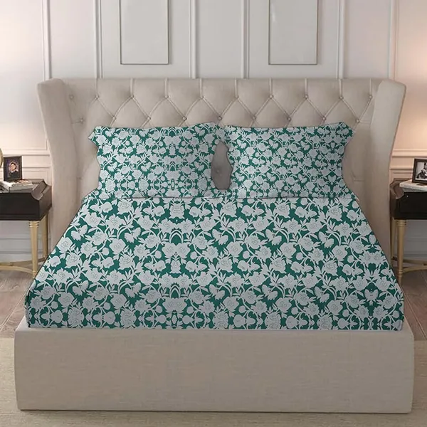 Teal_Microfiber_Fitted_Bedsheet_Set_With_Pillow_Covers