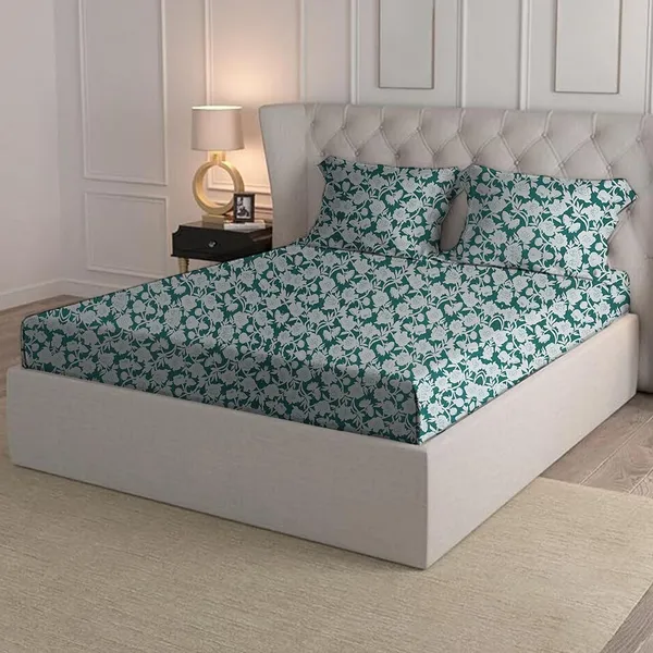 Teal_Microfiber_Fitted_Bedsheet_Set_With_Pillow_Covers