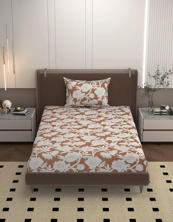 Multicolor_Microfiber_Bedsheet_With_Pillow_Cover_For_Single_Bed