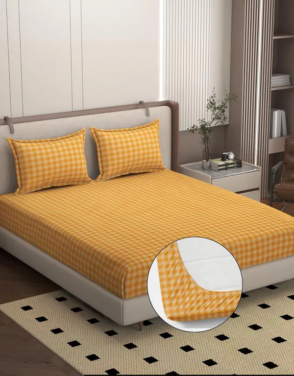Mustard_Microfiber_Fitted_Bedsheet_Set_With_Pillow_Covers