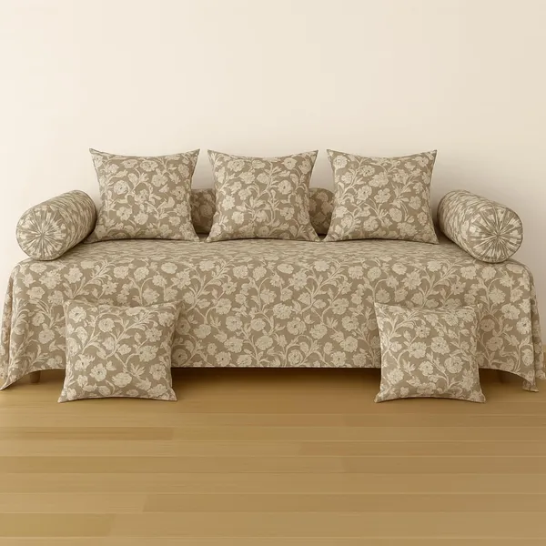 Cream_Microfiber_Diwan_Set
