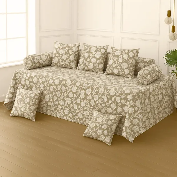 Cream_Microfiber_Diwan_Set