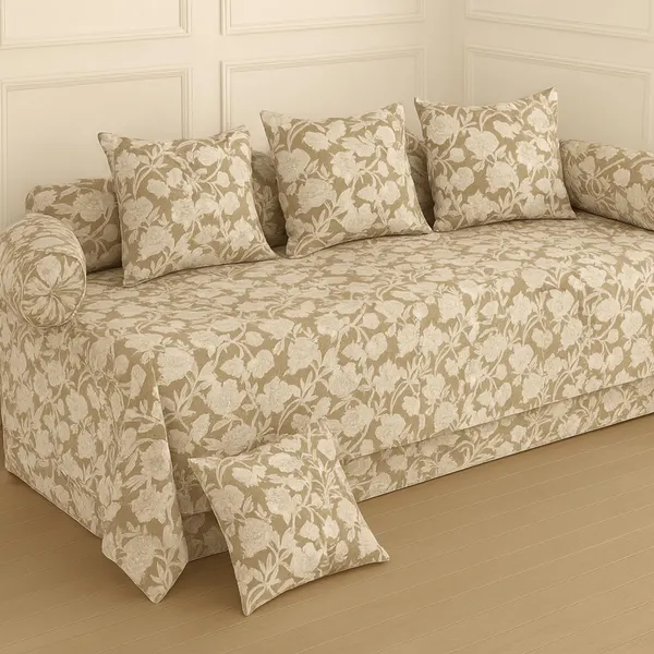 Cream_Microfiber_Diwan_Set