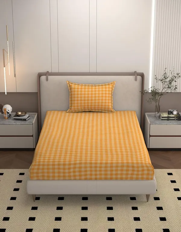 Multicolor_Microfiber_Bedsheet_With_Pillow_Cover_For_Single_Bed