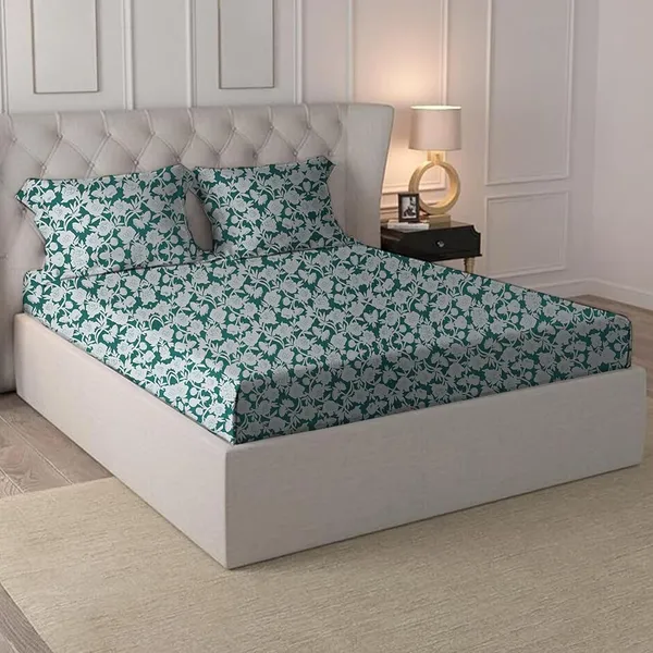 Multicolor_Teal_Microfiber_Bedsheet_Set_With_Pillow_Covers