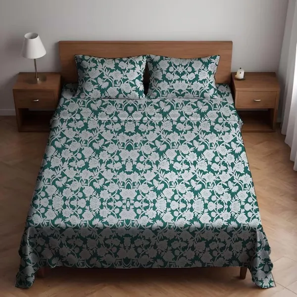 Multicolor_Teal_Microfiber_Bedsheet_Set_With_Pillow_Covers