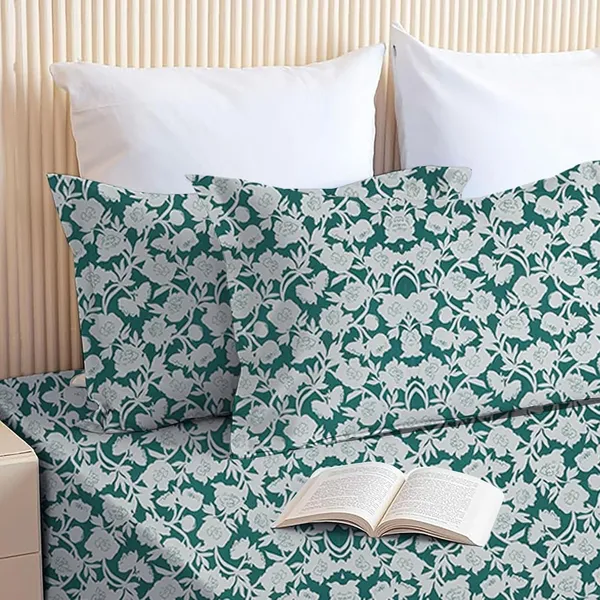 Multicolor_Teal_Microfiber_Bedsheet_Set_With_Pillow_Covers