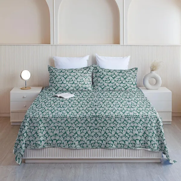 Multicolor_Teal_Microfiber_Bedsheet_Set_With_Pillow_Covers